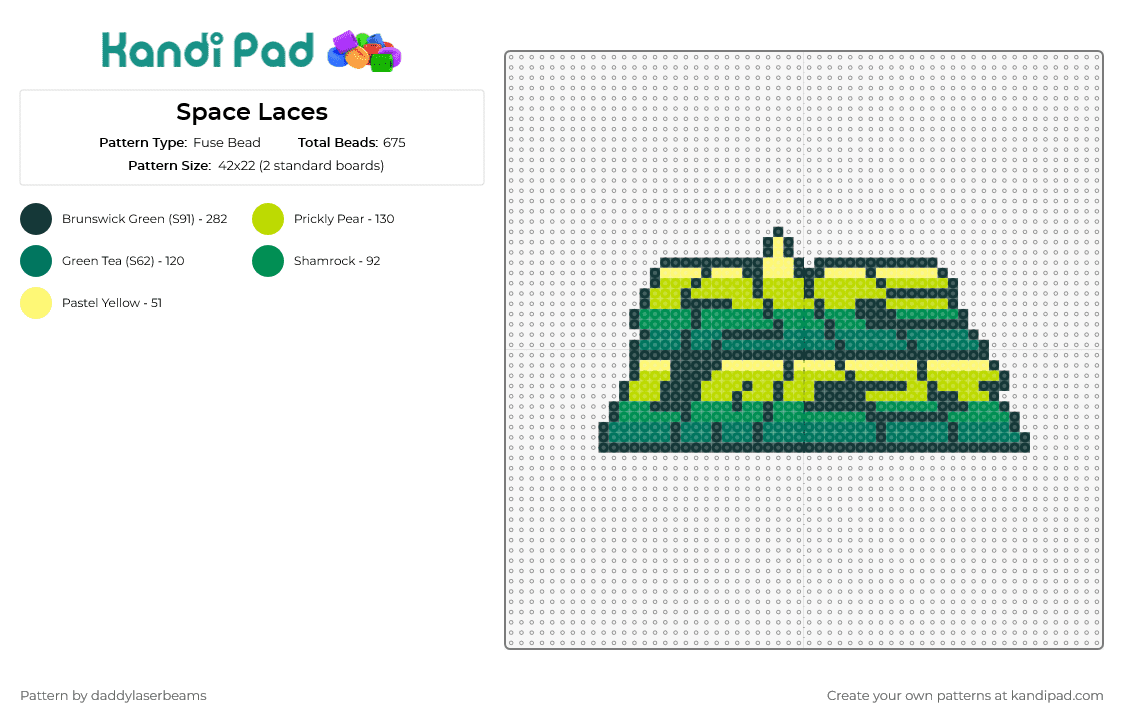 Space Laces - Fuse Bead Pattern by daddylaserbeams on Kandi Pad - space laces,dj,edm,music,dubstep,thematic,striking,green