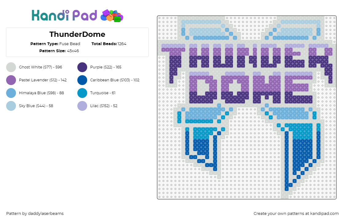 ThunderDome - Fuse Bead Pattern by daddylaserbeams on Kandi Pad - thunder dome,excision,concert,edm,dj,music,dubstep,vibrant,energy,purple,blue