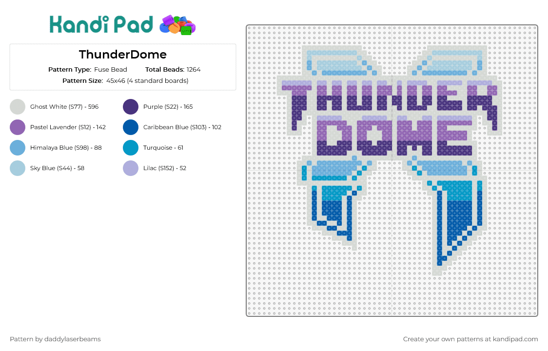 ThunderDome - Fuse Bead Pattern by daddylaserbeams on Kandi Pad - thunder dome,excision,concert,edm,dj,music,dubstep,vibrant,energy,purple,blue
