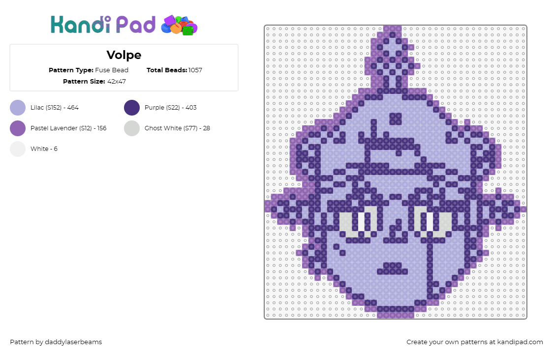 Volpe - Fuse Bead Pattern by daddylaserbeams on Kandi Pad - dj,producer,music,art,energy,charisma