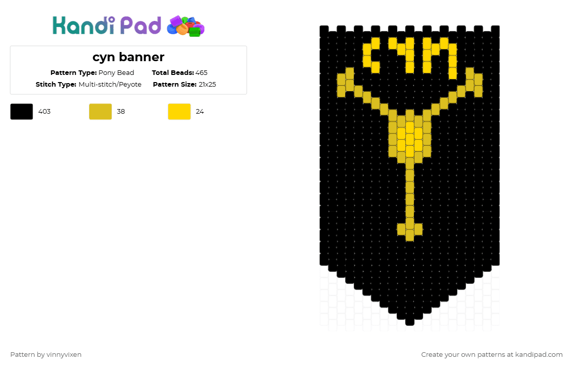 cyn banner - Pony Bead Pattern by vinnyvixen on Kandi Pad - black