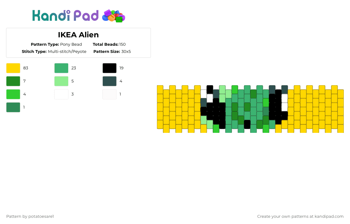 IKEA Alien - Pony Bead Pattern by potatoesare1 on Kandi Pad - yellow,green