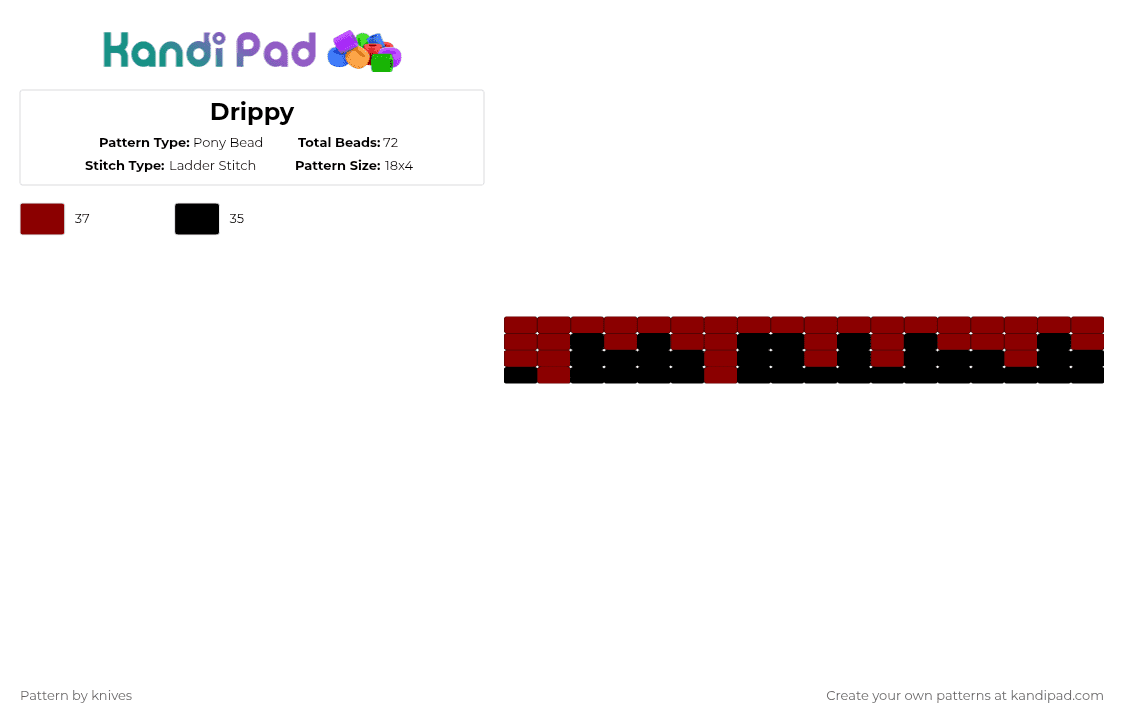 Drippy - Pony Bead Pattern by knives on Kandi Pad - black,red
