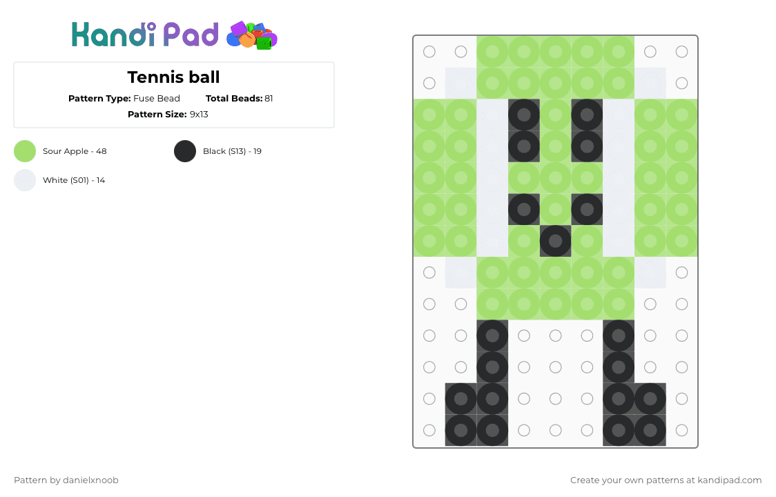 Tennis ball - Fuse Bead Pattern by danielxnoob on Kandi Pad - green,bfdi,tennis ball bfdi,tennis ball