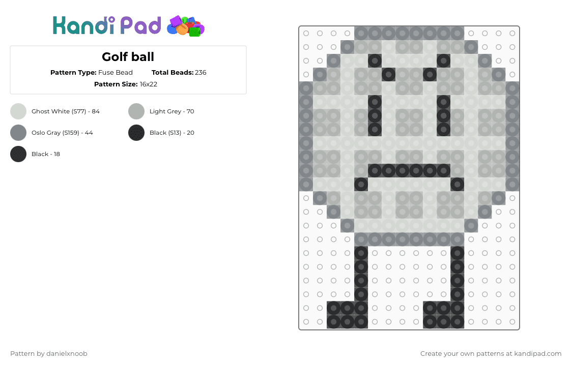 Golf ball - Fuse Bead Pattern by danielxnoob on Kandi Pad - gray,beige,golf ball,bfdi,bfdi golf ball,golf ball bfdi