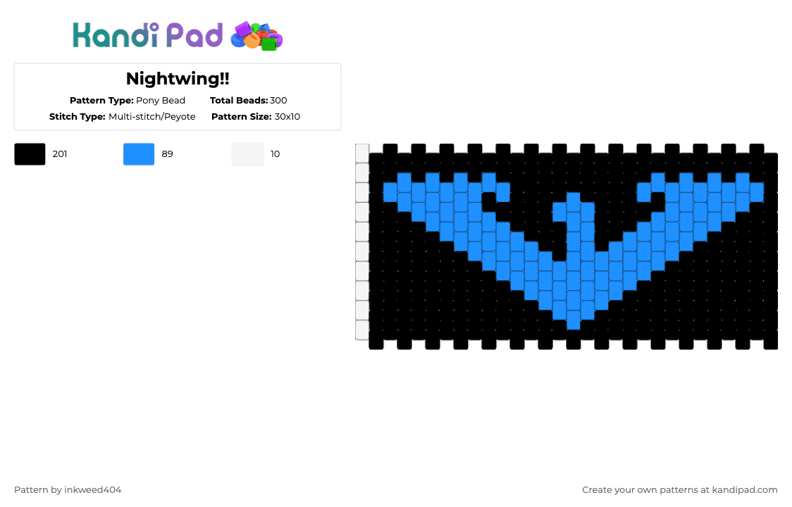 Nightwing!! - Pony Bead Pattern by inkweed404 on Kandi Pad - black,light blue