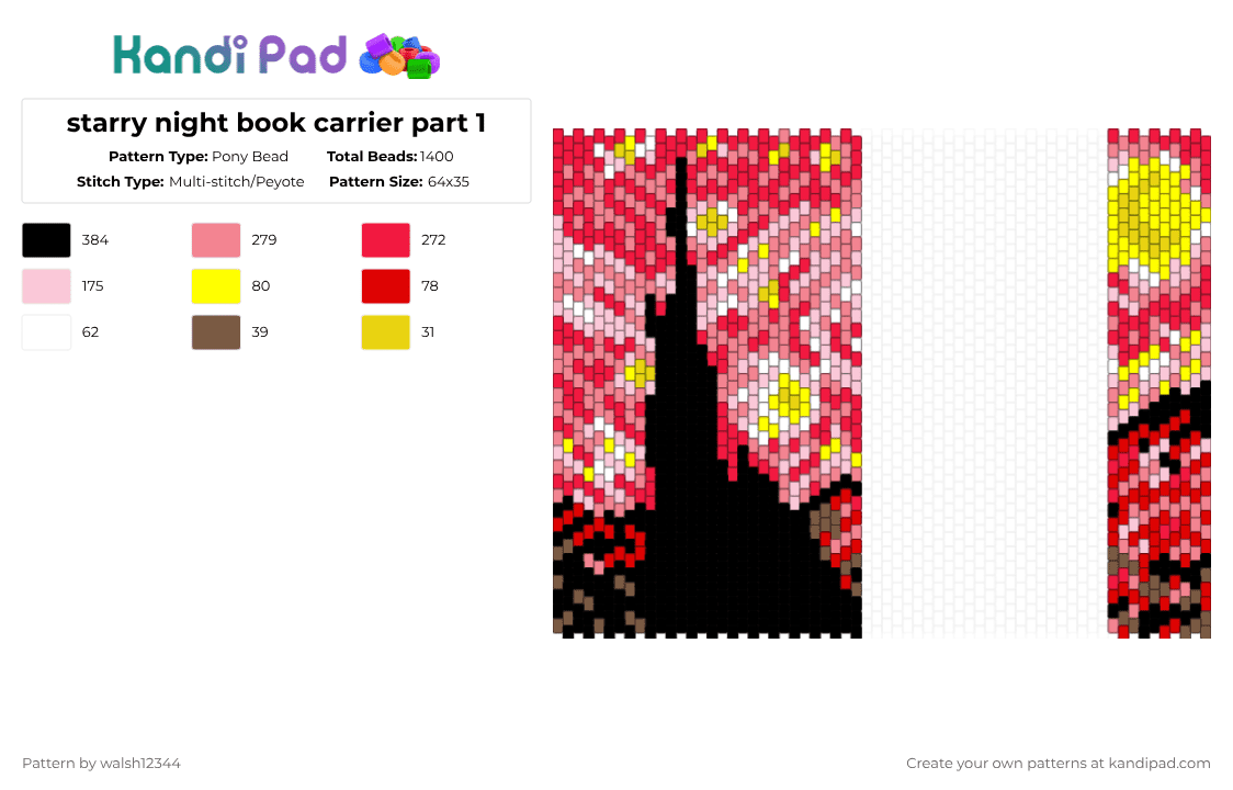 starry night book carrier part 1 - Pony Bead Pattern by walsh12344 on Kandi Pad - red