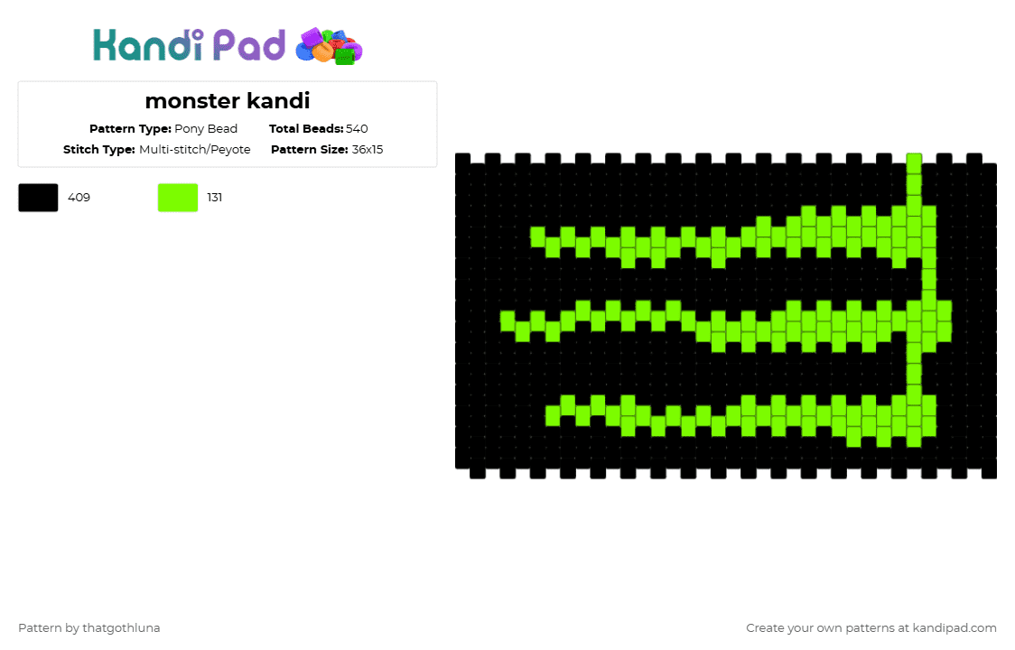 monster kandi - Pony Bead Pattern by thatgothluna on Kandi Pad - black