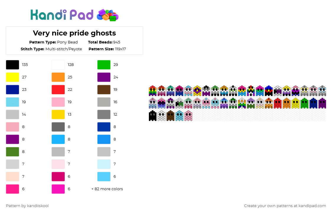 Very nice pride ghosts - Pony Bead Pattern by kandiiskool on Kandi Pad - pink,yellow,orange,purple,colorful,pride,lgbtq,ghosts,loveislove,lgbtqia