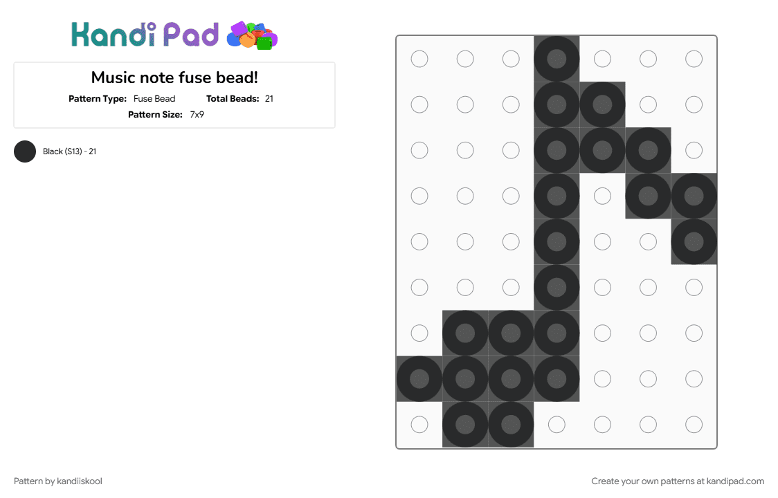 Music note fuse bead! - Fuse Bead Pattern by kandiiskool on Kandi Pad - band, black, instrument, music, music note, music notes, musicsheet, piano, sound