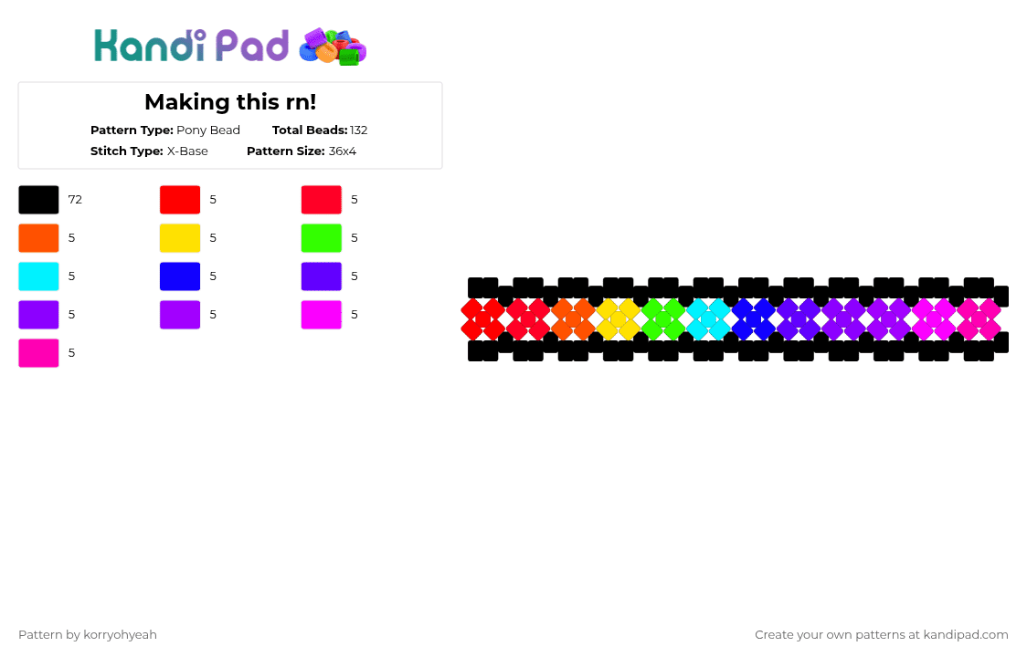 Making this rn! - Pony Bead Pattern by deleted_user_87215 on Kandi Pad - black,red,purple,pink,scene