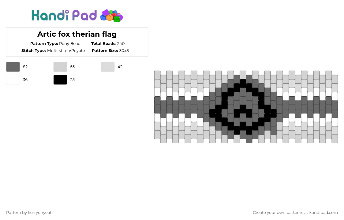 Artic fox therian flag - Pony Bead Pattern by deleted_user_87215 on Kandi Pad - white,gray