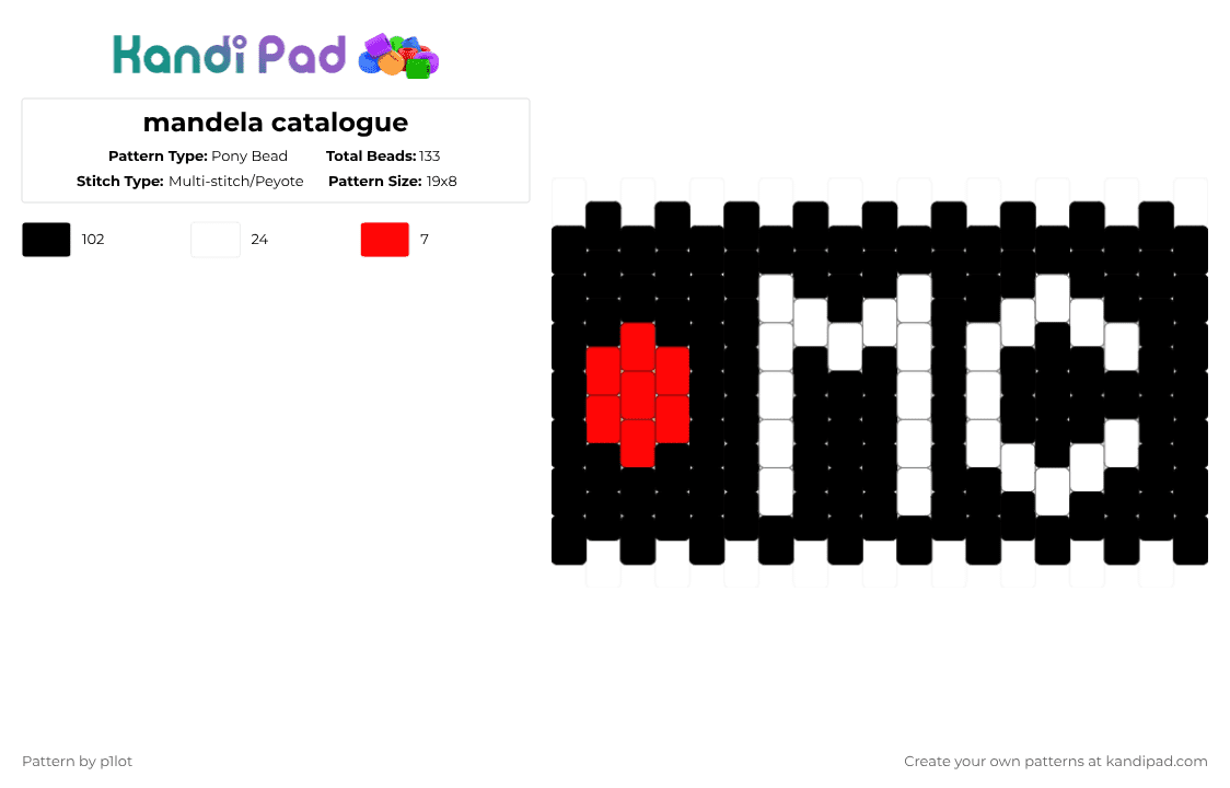 mandela catalogue - Pony Bead Pattern by p1lot on Kandi Pad - black,white