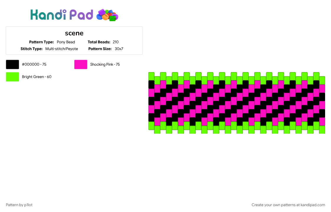 scene - Pony Bead Pattern by p1lot on Kandi Pad - green, pink