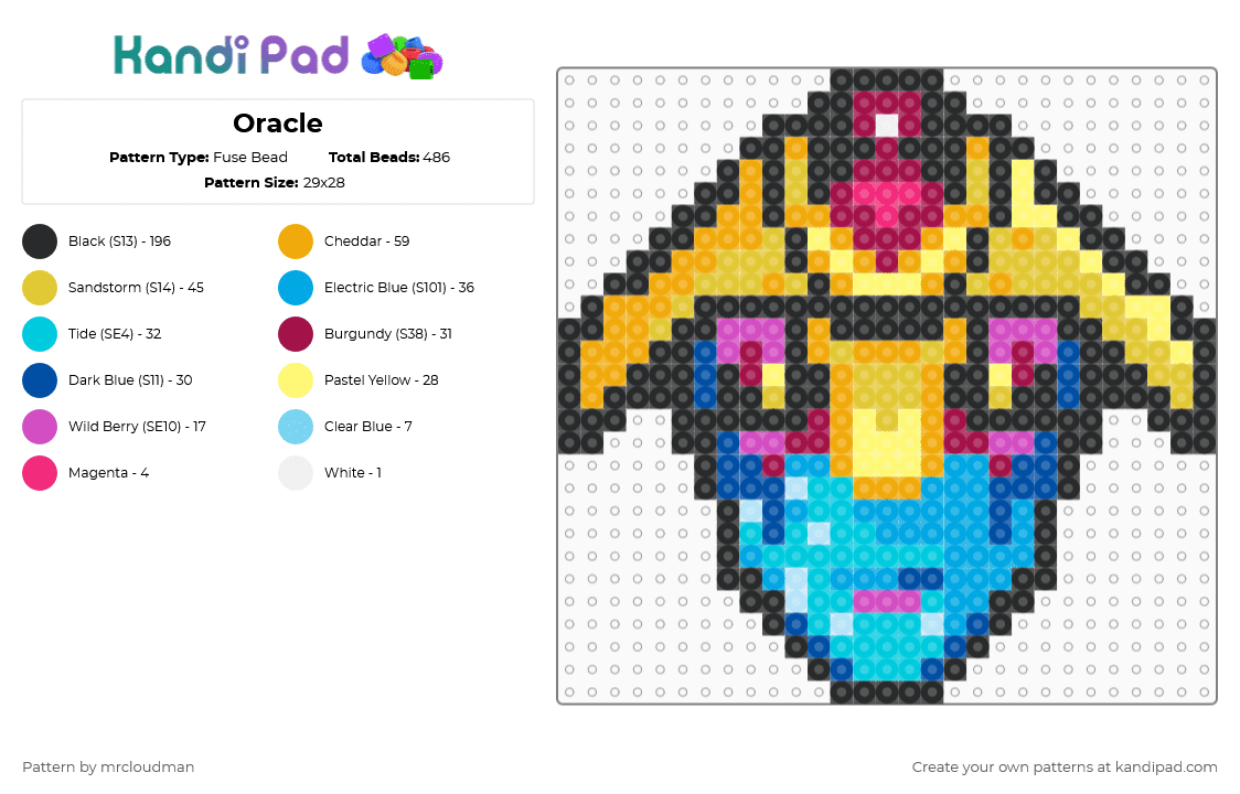 Oracle - Fuse Bead Pattern by mrcloudman on Kandi Pad - orange,yellow,light blue,oracle,dota,dota 2,avatar,heroes