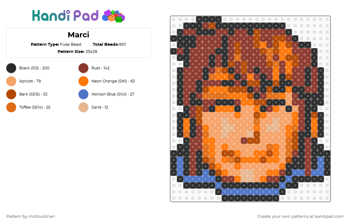 Marci - Fuse Bead Pattern by mrcloudman on Kandi Pad - red,orange,marci,avatar,dota,dota 2,heroes