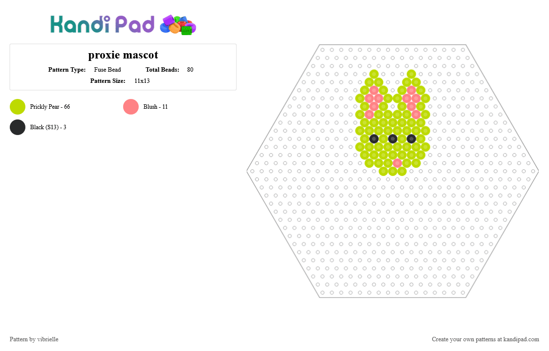 proxie mascot - Fuse Bead Pattern by vibrielle on Kandi Pad - chokun, green, proxie, thai pop
