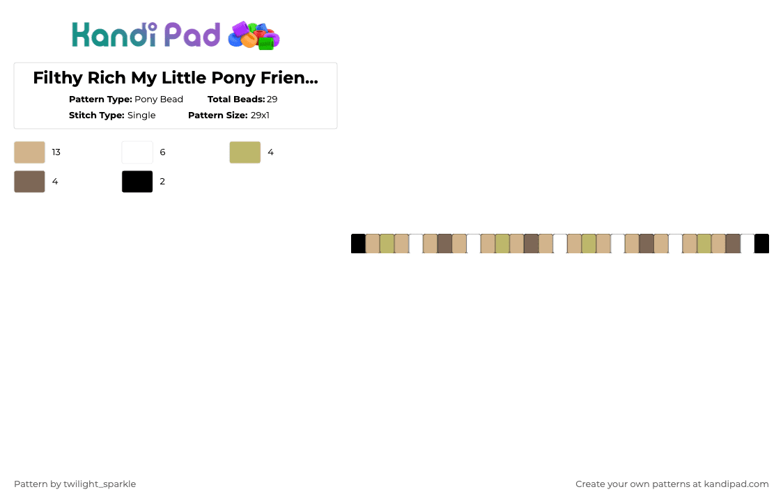 Filthy Rich Fourth Generation 2010 My Little Pony Friendship is Magic - Pony Bead Pattern by twilight_sparkle on Kandi Pad - beige,filthy rich,my little pony,mlp,friendship is magic,fourth generation,gen four,twenty ten,2010
