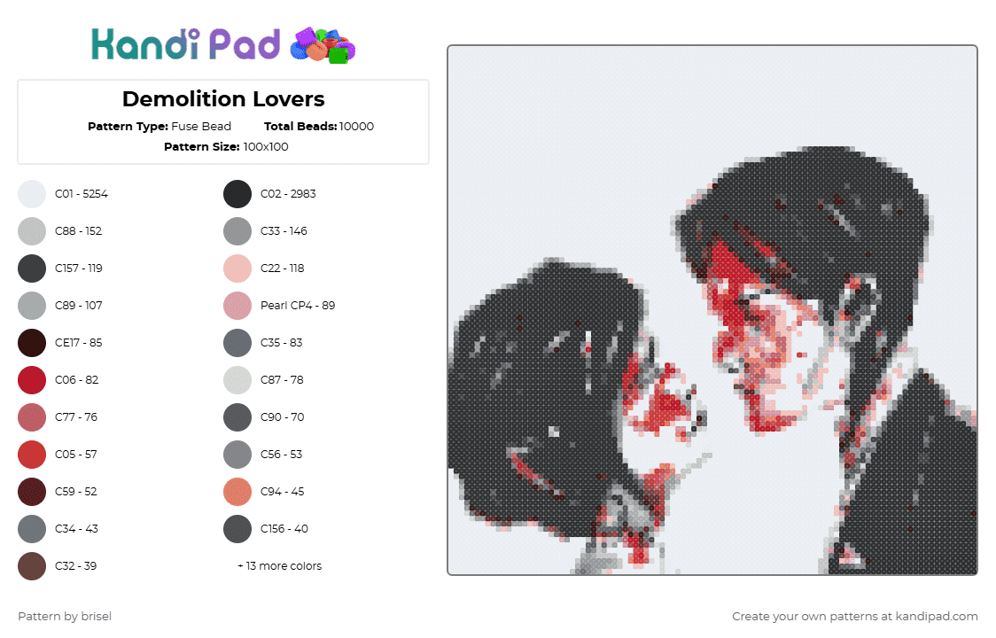 Demolition Lovers - Fuse Bead Pattern by brisel on Kandi Pad - white,gray,brown,colorful