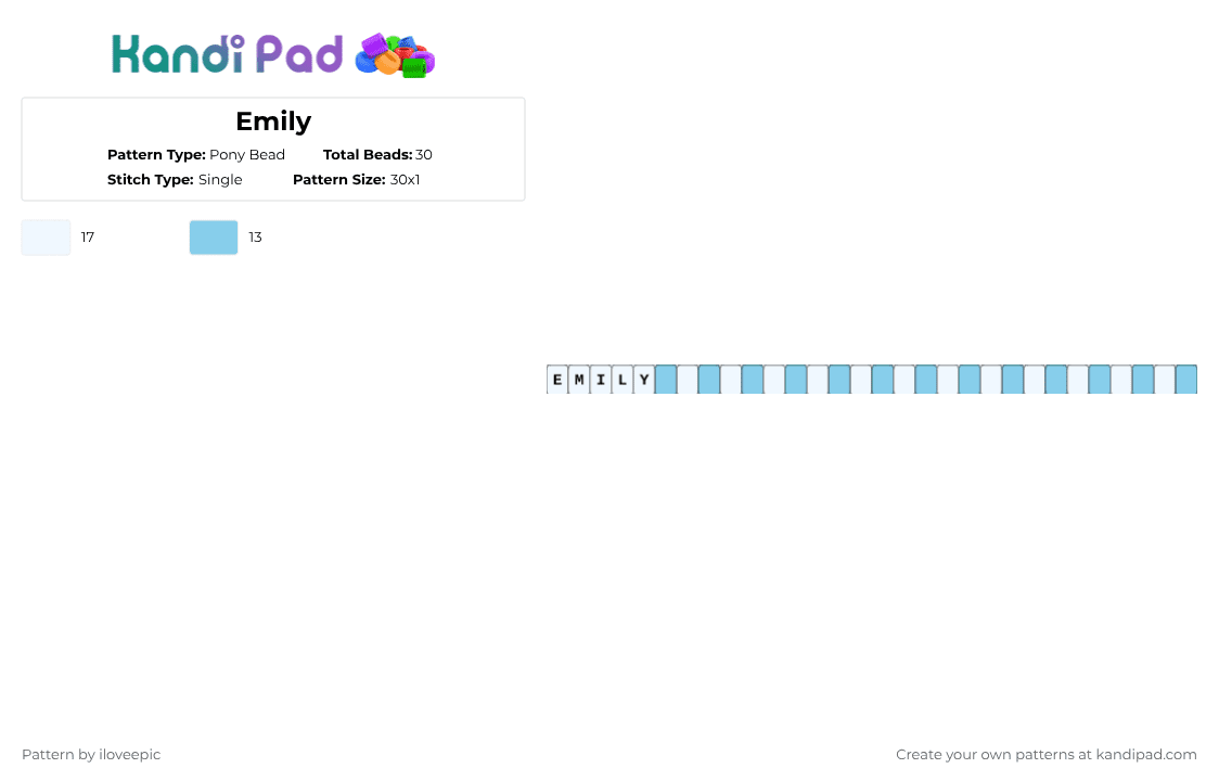 Emily - Pony Bead Pattern by iloveepic on Kandi Pad - white,light blue,emily,hazbin hotel,angel,blue