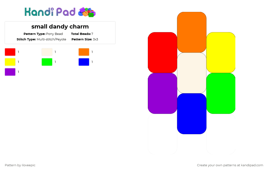 small dandy charm - Pony Bead Pattern by iloveepic on Kandi Pad - purple