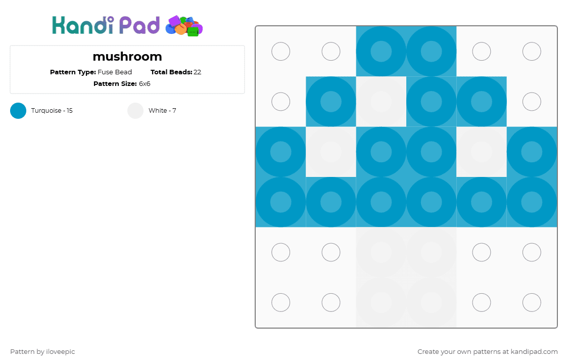 mushroom - Fuse Bead Pattern by iloveepic on Kandi Pad - white,light blue