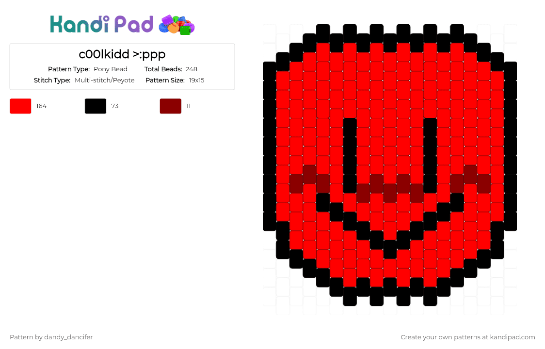 c00lkidd >:ppp - Pony Bead Pattern by br0ken_spawn on Kandi Pad - black, red