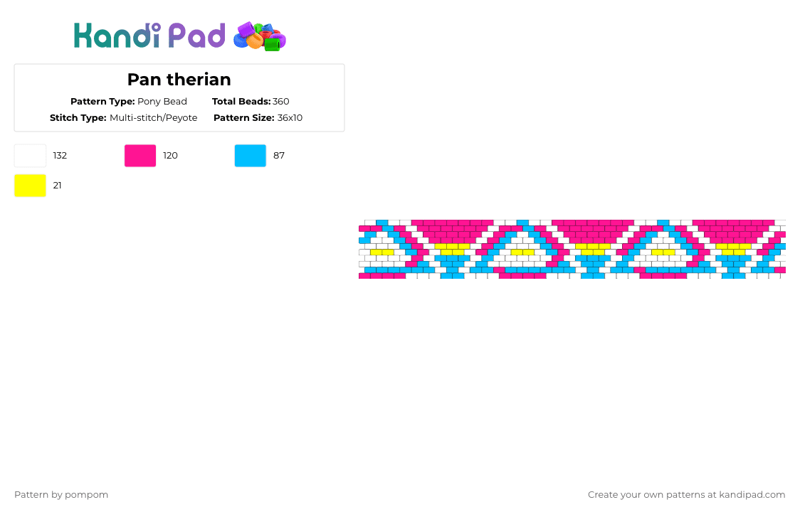 Pan therian - Pony Bead Pattern by pompom on Kandi Pad - pink,light blue