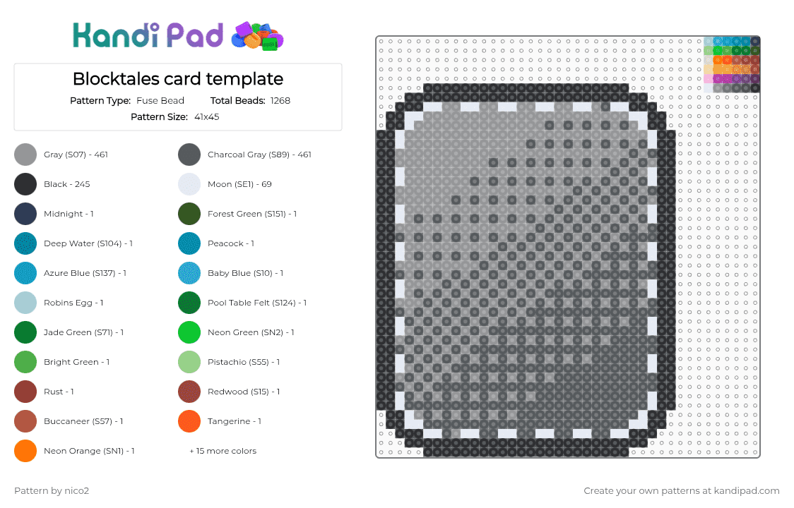 Blocktales card template - Fuse Bead Pattern by nico2 on Kandi Pad - gray