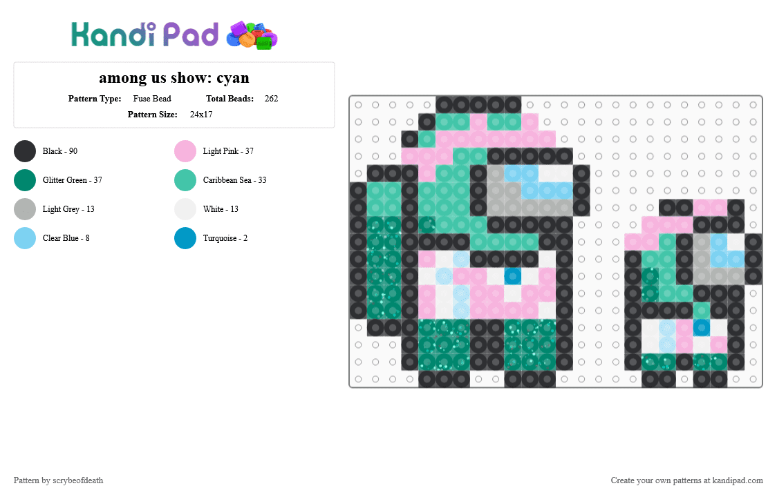 among us show: cyan - Fuse Bead Pattern by scrybeofdeath on Kandi Pad - among us, cyan, pink, teal, tv show