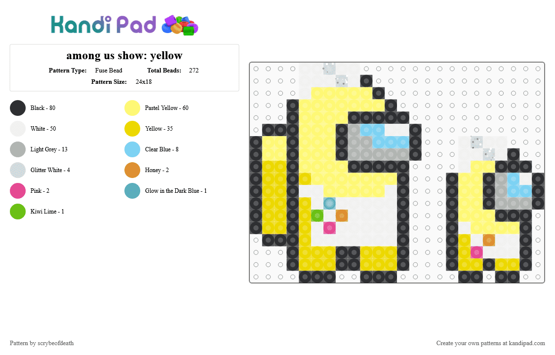among us show: yellow - Fuse Bead Pattern by scrybeofdeath on Kandi Pad - among us, show, tv show, yellow