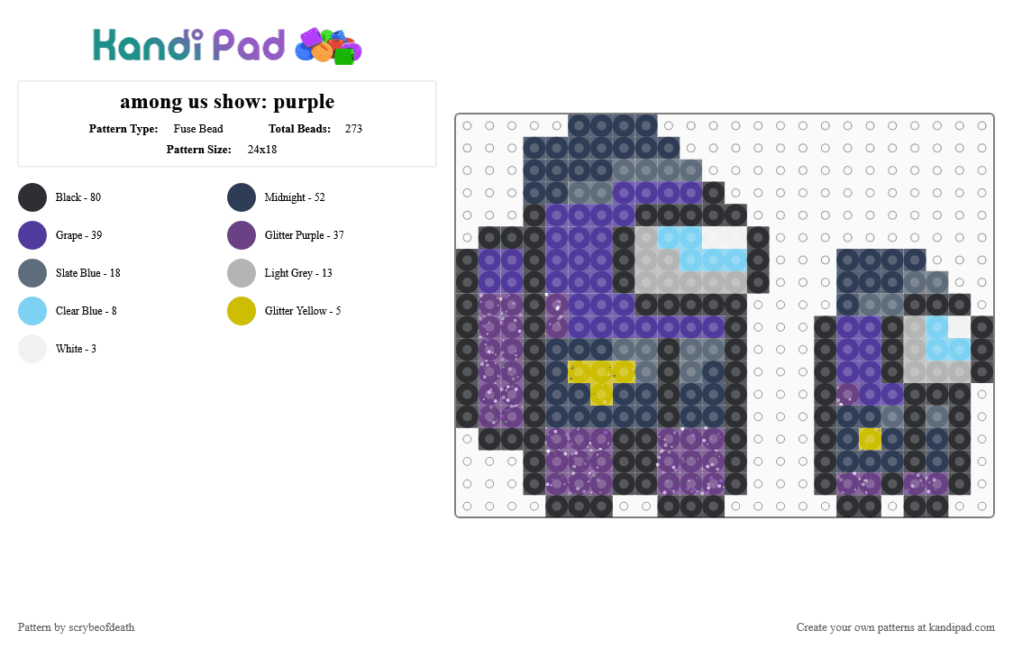 among us show: purple - Fuse Bead Pattern by scrybeofdeath on Kandi Pad - among us, purple, tv show