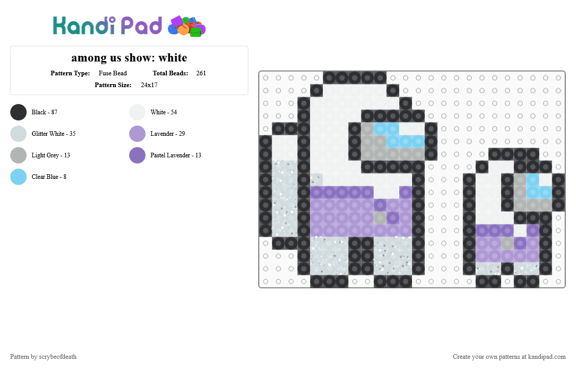among us show: white - Fuse Bead Pattern by scrybeofdeath on Kandi Pad - among us, among us show, pink, tv, tv show, white