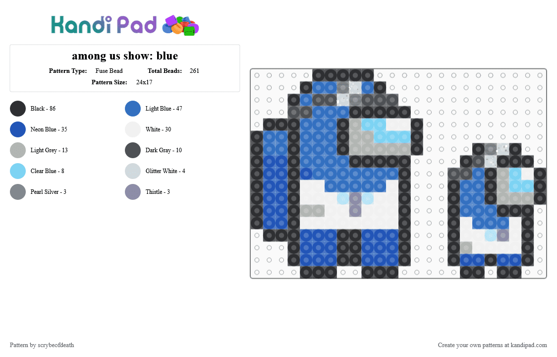 among us show: blue - Fuse Bead Pattern by scrybeofdeath on Kandi Pad - a, among us, blue, tv show