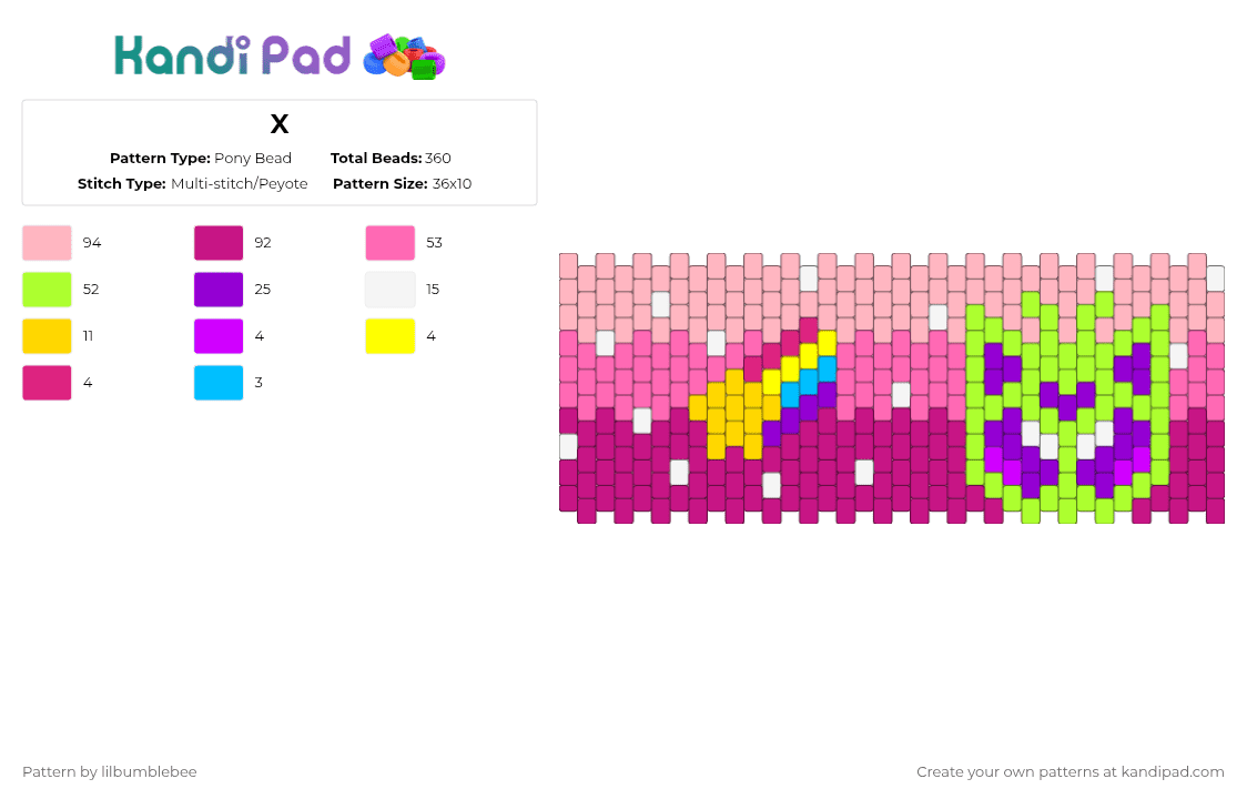 X Pony Bead Pattern - Kandi Pad | Kandi Patterns, Fuse Bead Patterns ...