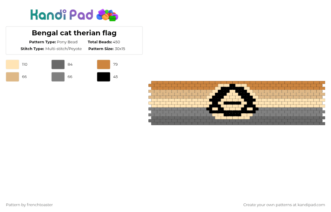 Bengal cat therian flag - Pony Bead Pattern by dr13d_f0xb0n3z on Kandi Pad - beige,gray