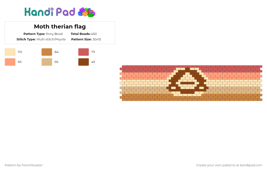 Moth therian flag - Pony Bead Pattern by dr13d_f0xb0n3z on Kandi Pad - beige,orange