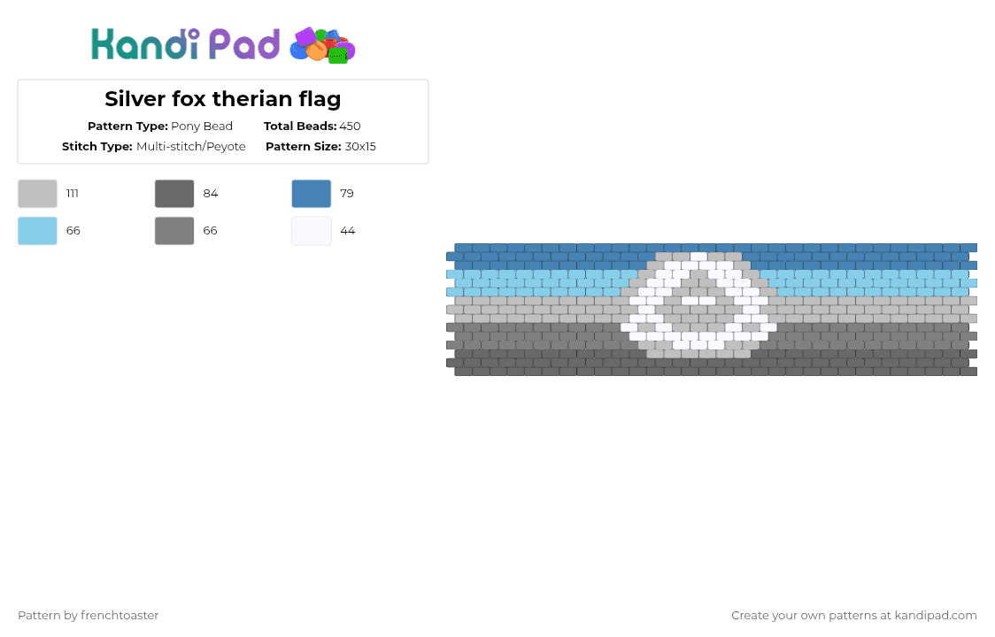 Silver fox therian flag - Pony Bead Pattern by dr13d_f0xb0n3z on Kandi Pad - beige,gray