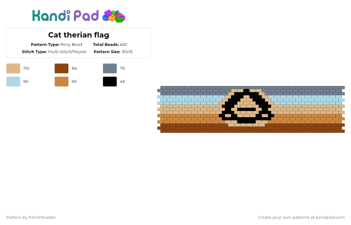 Cat therian flag - Pony Bead Pattern by dr13d_f0xb0n3z on Kandi Pad - gray,beige,red