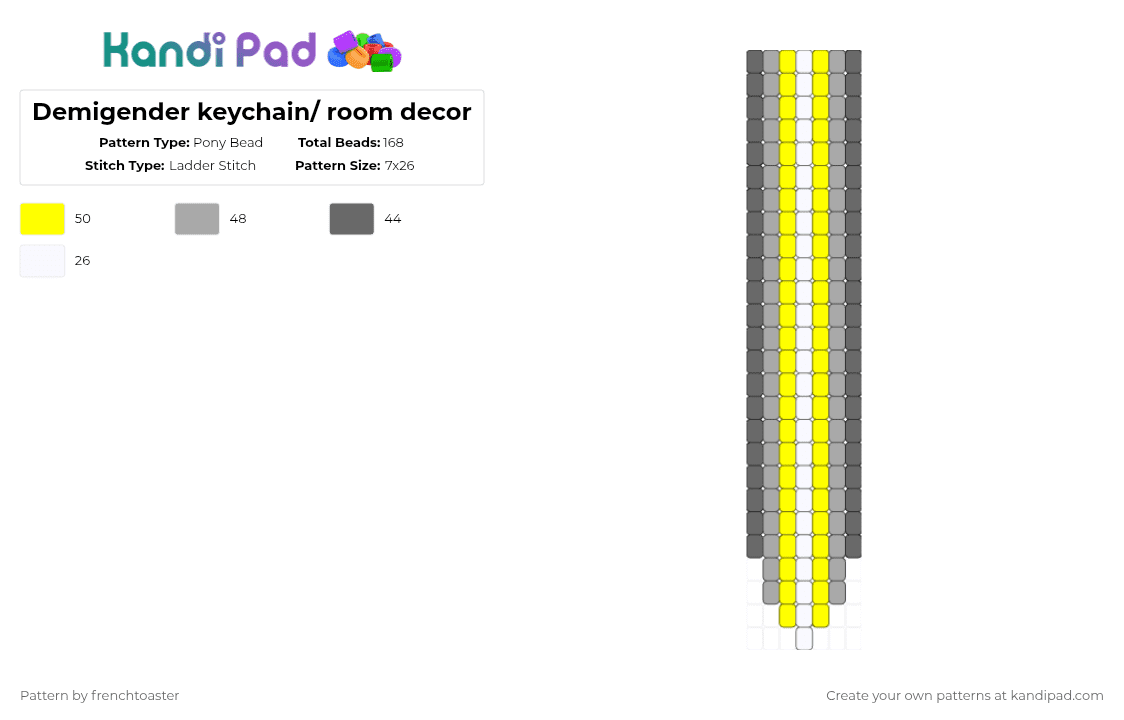 Demigender keychain/ room decor - Pony Bead Pattern by dr13d_f0xb0n3z on Kandi Pad - yellow,beige,ihave32kidsinmybasement,pride,lgbtq,demigender