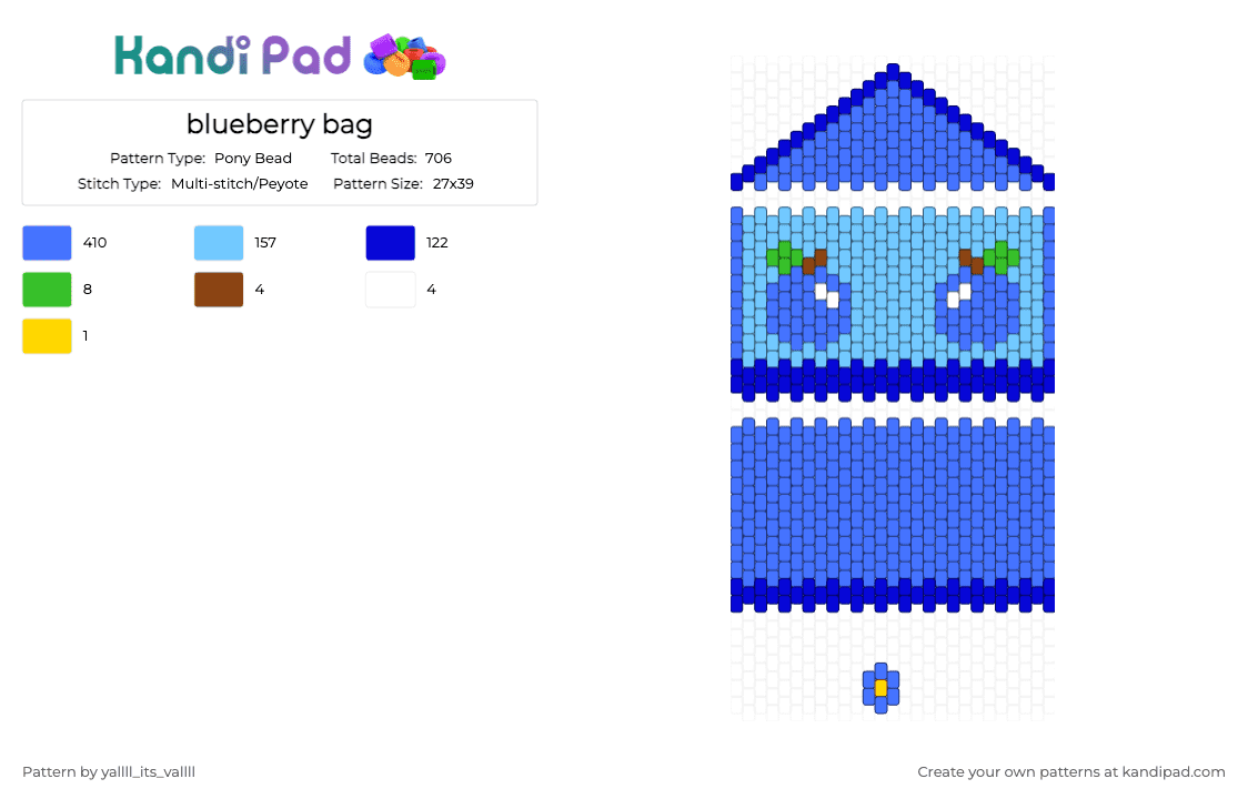 blueberry bag - Pony Bead Pattern by yallll_its_vallll on Kandi Pad - blue, light blue, purple