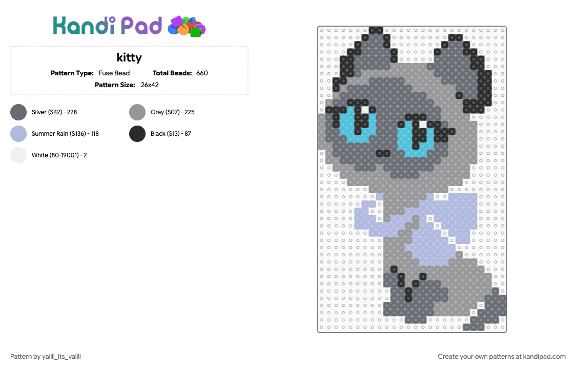 kitty - Fuse Bead Pattern by yallll_its_vallll on Kandi Pad - gray