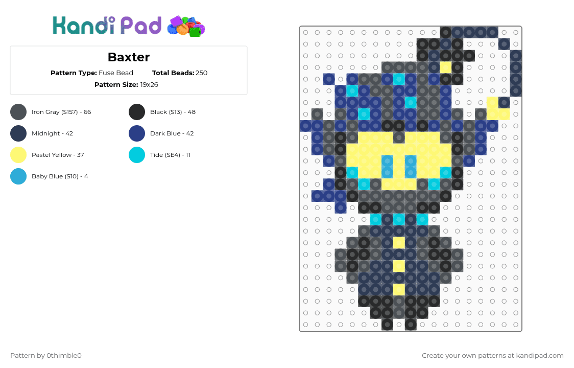Baxter - Fuse Bead Pattern by 0thimble0 on Kandi Pad - purple