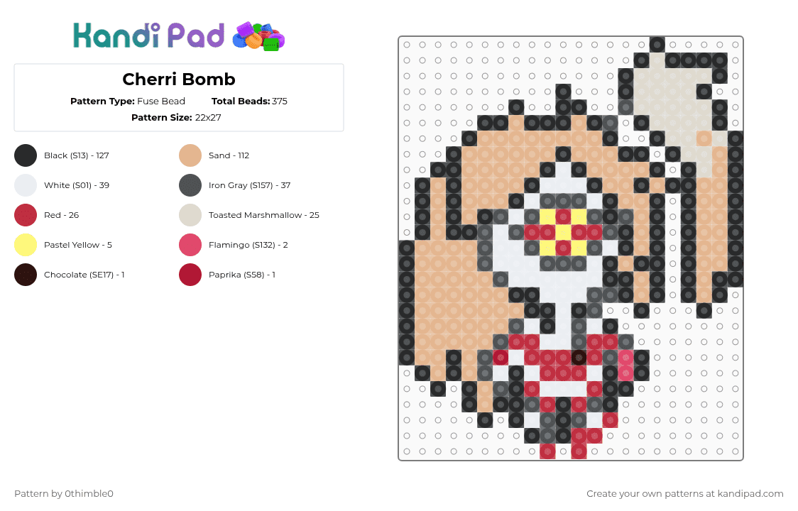 Cherri Bomb - Fuse Bead Pattern by 0thimble0 on Kandi Pad - beige