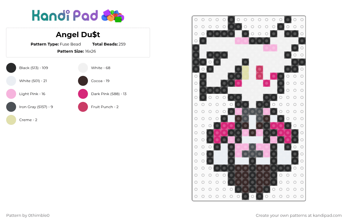 Angel Du$t - Fuse Bead Pattern by 0thimble0 on Kandi Pad - 