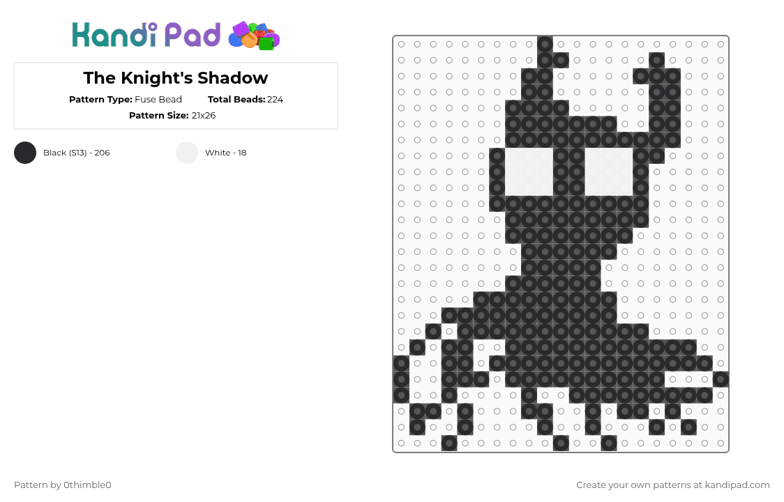 The Knight\'s Shadow - Fuse Bead Pattern by 0thimble0 on Kandi Pad - black