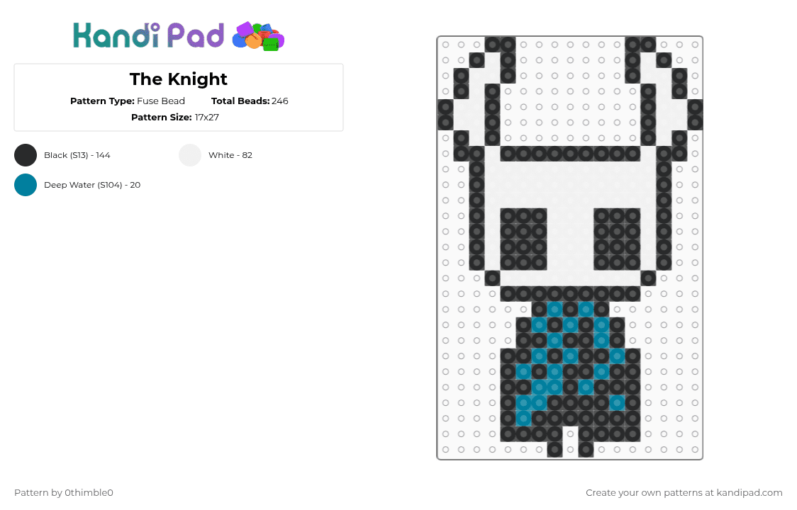The Knight - Fuse Bead Pattern by 0thimble0 on Kandi Pad - white