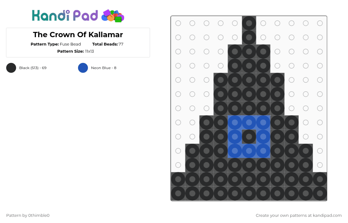 The Crown Of Kallamar - Fuse Bead Pattern by 0thimble0 on Kandi Pad - black