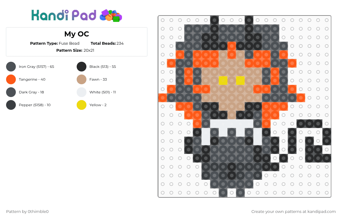 My OC - Fuse Bead Pattern by 0thimble0 on Kandi Pad - purple,beige,orange