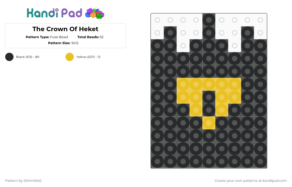 The Crown Of Heket - Fuse Bead Pattern by 0thimble0 on Kandi Pad - black